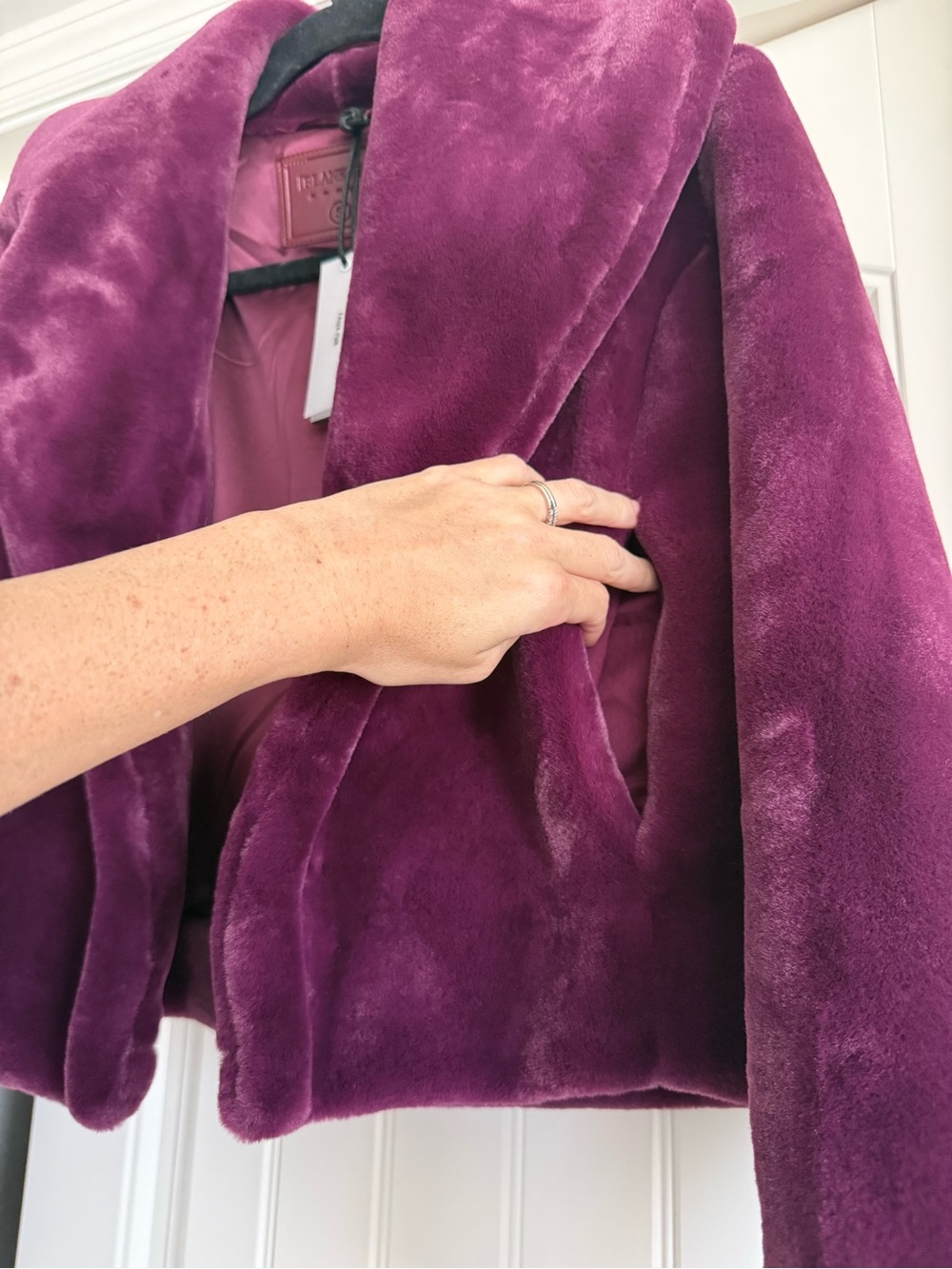BlankNYC Faux Fur Cropped Jacket in Dry Martini - Picture 6 of 8